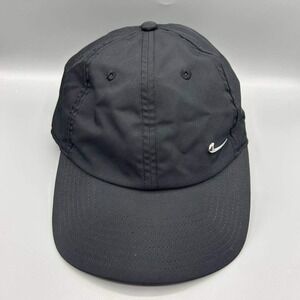 Nike Heritage 86 Hat Men Black Swoosh Metal Logo Strap Back Cap